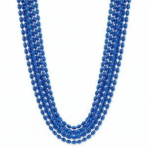 Royal Blue Metallic Bead Necklaces, 30-Inch, 8-Pack
