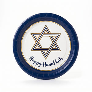 Festive Hanukkah 6.75" Round Paper Plates