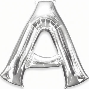 Silver Letter "A" Foil Balloon - Metallic Mylar Decoration