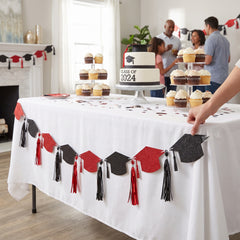 Red and Black Graduation Cap Tassel Banner