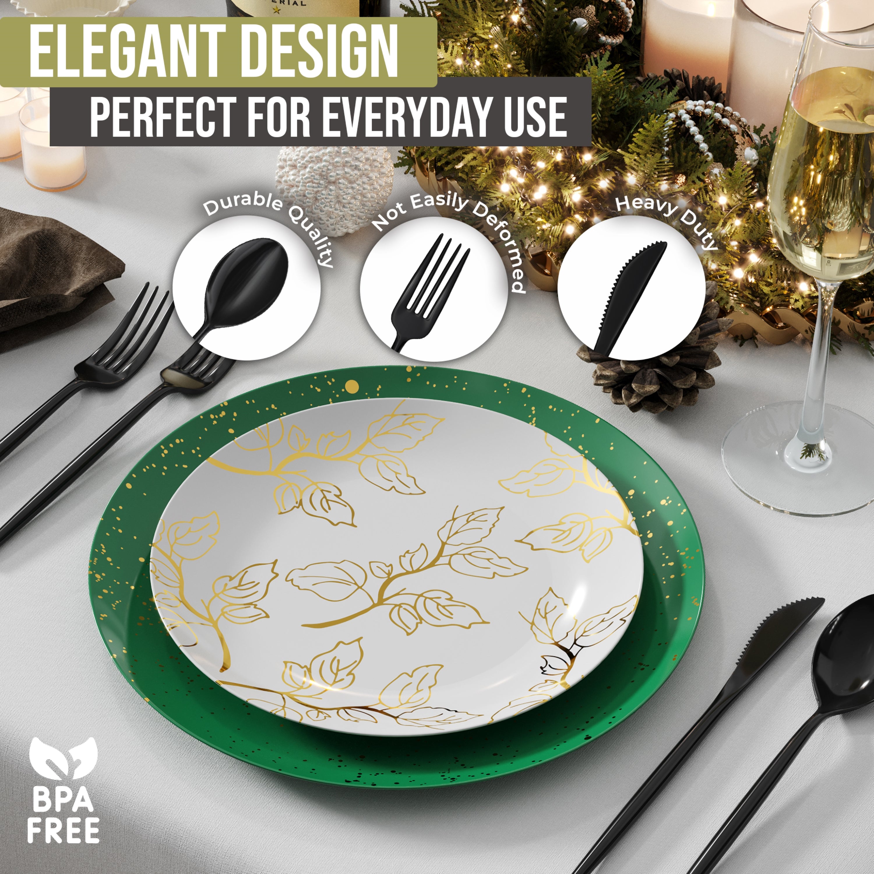 360 Pack Trendable Gloss Cutlery Combo Black 120/120/120