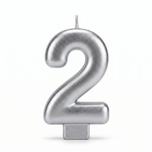 Silver Number 2 Molded Birthday Candle