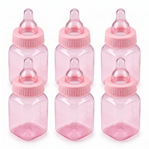 Pink Fillable Mini Baby Bottle Favors - 6 Pack