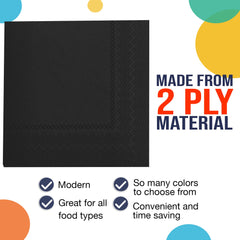 Black Beverage Napkins - 4.75 in. x 4.75 in. | Case of 3600