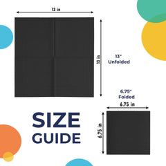 Black Luncheon Napkins - 6.75 in. x 6.75 in. | Case of 3600