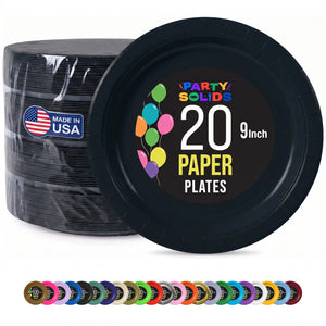 9 In. Black Paper Plates - 20 Ct.