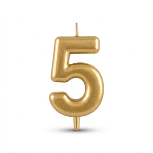 Metallic Gold Number 5 Birthday Candle | 3.25 In.