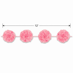 Elegant Pink Fluffy Tissue Garland - 12 ft for Weddings & Showers
