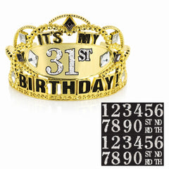 Sparkling Customizable Birthday Tiara Kit with Numbers, Gold