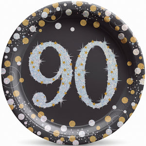 Prismatic Celebration 90th Birthday Plates - 7" Round