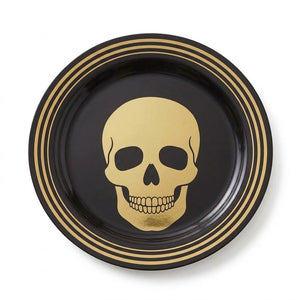 Glam Boneyard Metallic Skull Halloween Plates, 7-Inch, 8-Pack