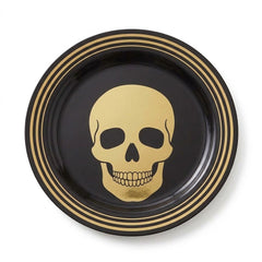 Glam Boneyard Metallic Skull Halloween Plates, 7-Inch, 8-Pack