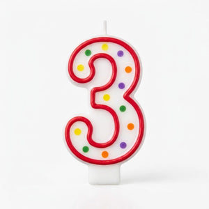 Polka Dot Number 3 Birthday Candle | 3 In.