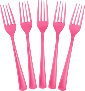 Heavy Duty Cerise Plastic Forks | 50 Count