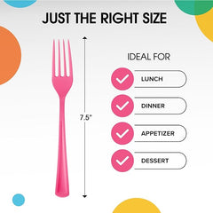 Heavy Duty Cerise Plastic Forks - 7.5 in. | Case of 1200