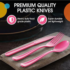 Heavy Duty Cerise Plastic Knives - 7.75 in. | Case of 1200