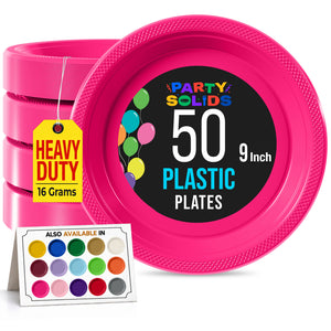 9 in. Cerise Plastic Plates | 50 Count