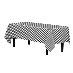 Black/White Checkered Plastic Table Covers | 6 Pack - 54 In. x 108 In.