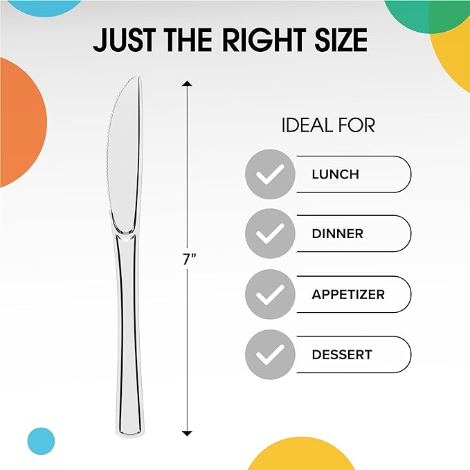 Heavy Duty Clear Plastic Knives | 50 Count