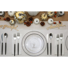 10 In. Classic Clear & Black Rim Design Plastic Plates | 120 Count
