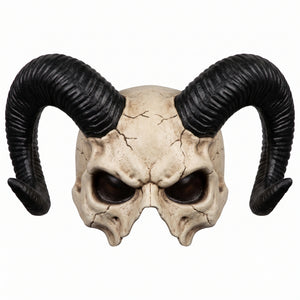Ram Horned Skull Half Mask - Halloween Costume Accessory