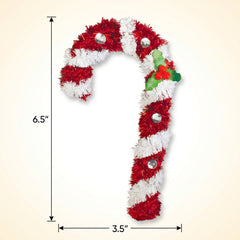 Festive 3D Tinsel Candy Cane Decoration