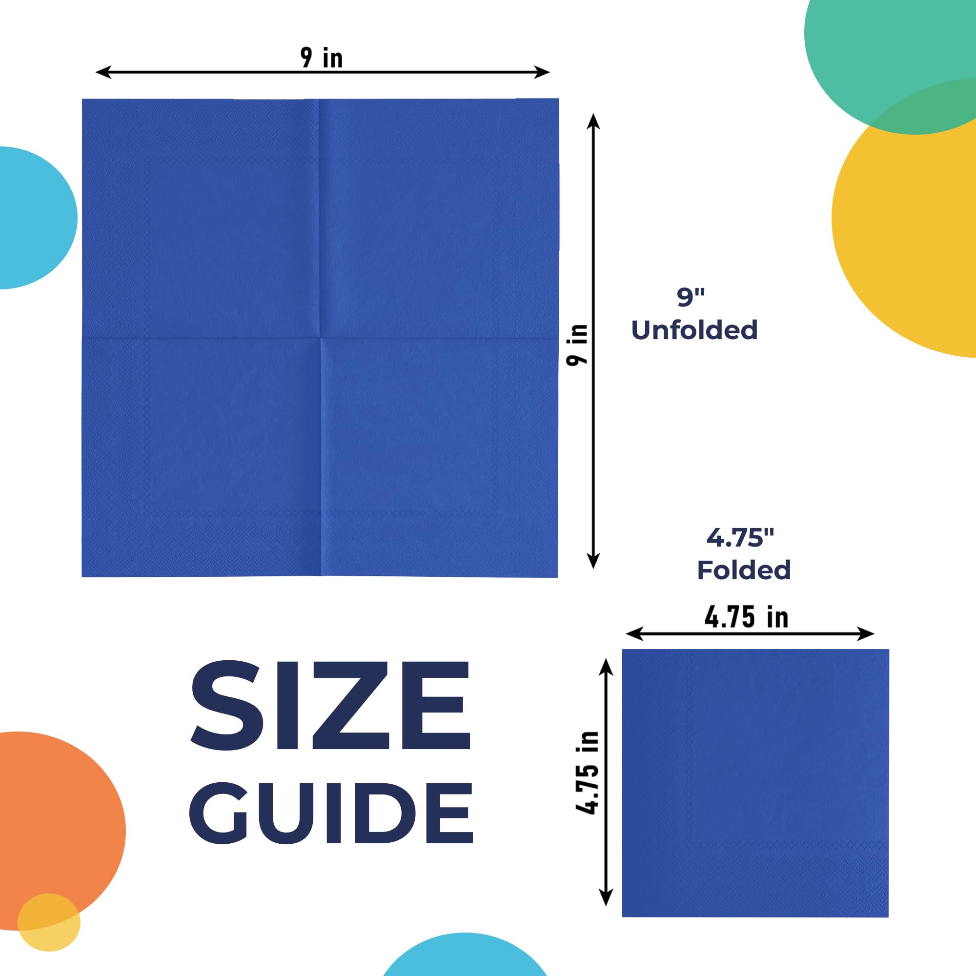 Dark Blue Beverage Napkins | 50 Count