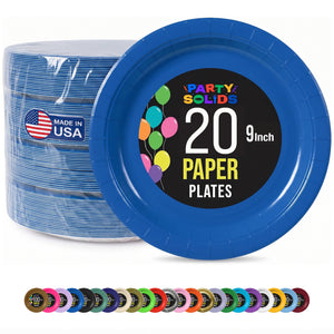 9 In. Dark Blue Paper Plates - 20 Ct.