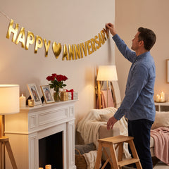 Gold Happy Anniversary Letter Banner