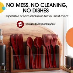 Heavy Duty Burgundy Plastic Spoons | 50 Count