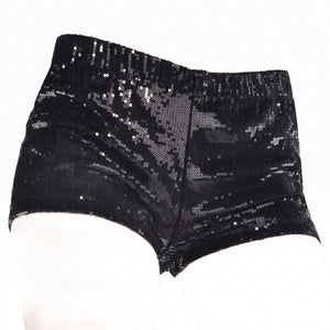 Women's Black Sequin Boy Shorts - S/M