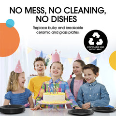 7 In. Black Plastic Plates | 100 Count