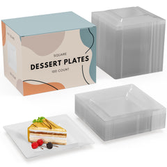 4.5 In. Clear Square Plates - 100 Count
