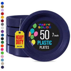 7 in. Navy Plastic Plates | 50 Count