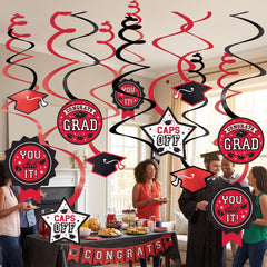 Red Graduation Swirl Decorations Value Pack