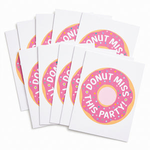 Donut-Themed Birthday Party Invitations - 8 Pack