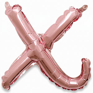 Rose Gold Script Letter "X" Balloon - 8-Inch Air-Filled Foil