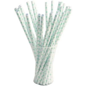 Small Mint Polka Dot Paper Straws | 7.75 in. | 100 Count