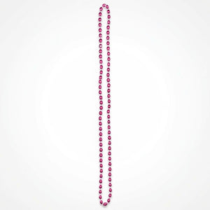 Bright Pink Metallic Bead Necklace - 30 In.