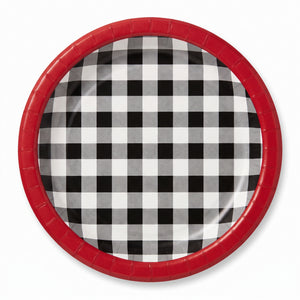 Summer BBQ Black Gingham Round Paper Plates, 6.75-Inch, 20-Count - 6.75 in.