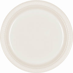 White 7" Round Plastic Dessert Plates - 20 Pack