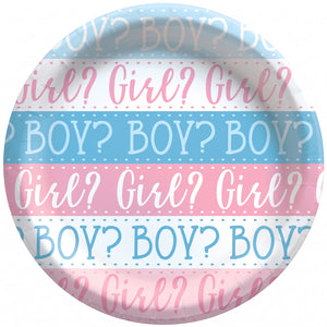 Gender Reveal Party Plates - 6.75" Pink & Blue Design