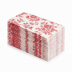 Classic Floral Red Guest Towels - 8 In. x 4 In. - 16 Pack