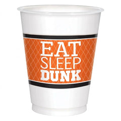"Eat Sleep Dunk" Basketball Plastic Cups - 16 oz, 8 Pack