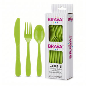 Brava! Kiwi Green Plastic Cutlery Set - 24 Count