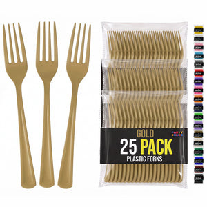 Gold Plastic Forks | 25 Count