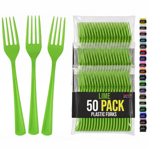 Heavy Duty Lime Green Plastic Forks | 7.5 in. | 50 Count