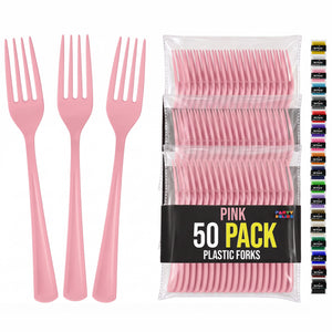 Heavy Duty Pink Plastic Forks | 7.5 in. | 50 Count