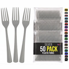 Heavy Duty Silver Plastic Forks | 7.5 in. | 50 Count