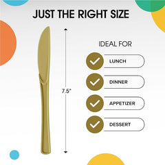 Heavy Duty Gold Plastic Knives - 7.75 in. | Case of 1200